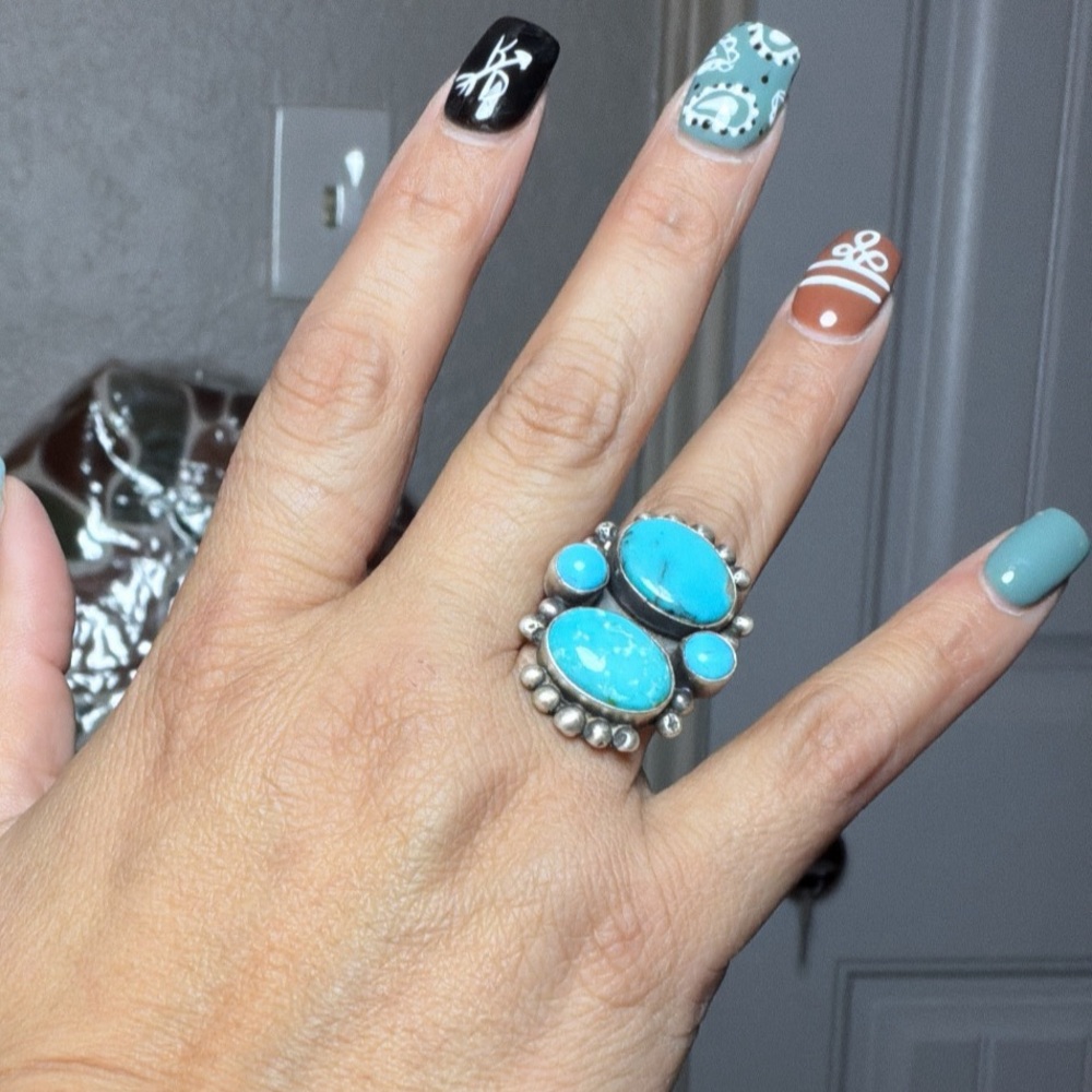 Turquoise and Silver Ring and Bracelet Set